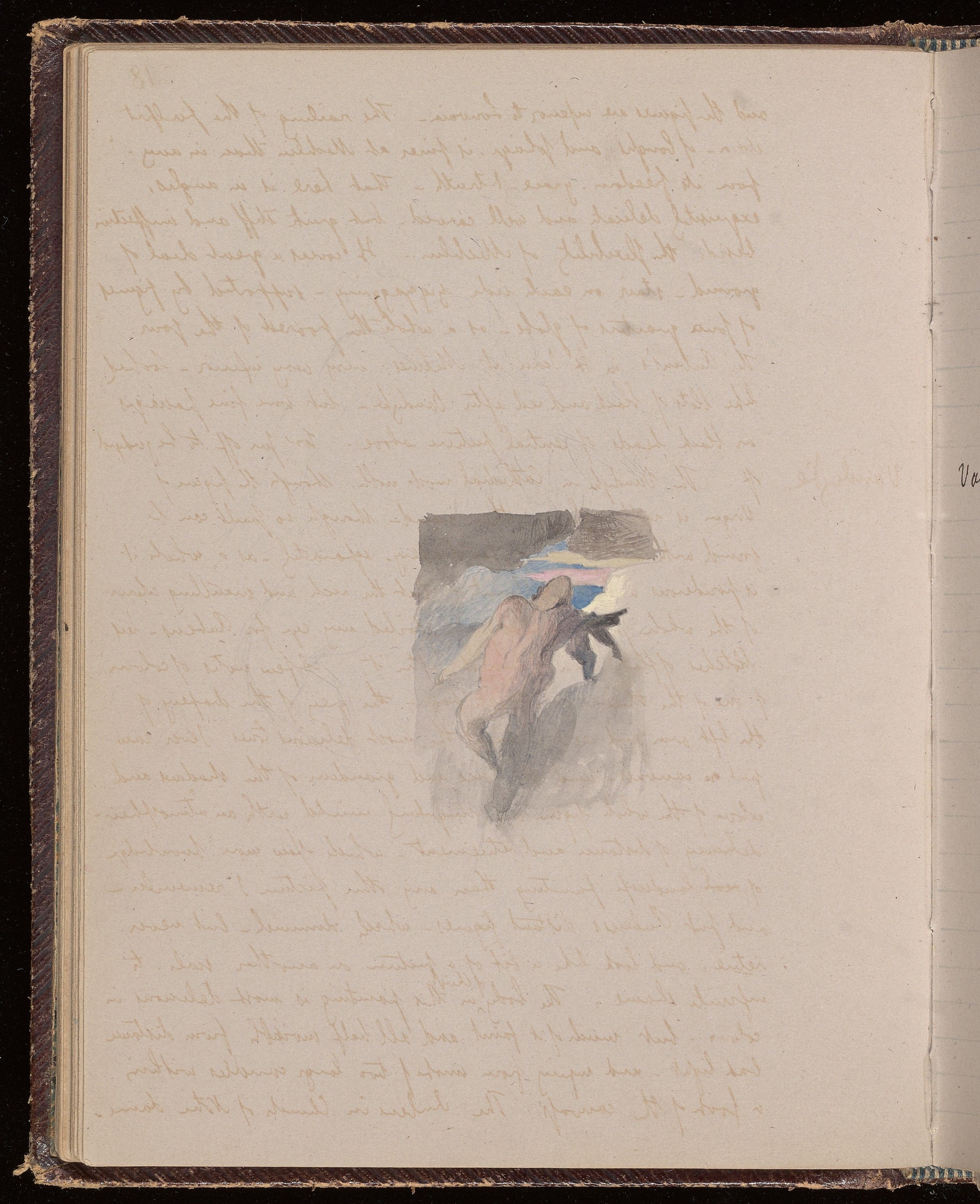 <p>Manuscript notebook with watercolors, sketches, and drawings. Bound in purple full calf, May-September 1842. John Ruskin Collection. General Collection, Beinecke Rare Book and Manuscript Library, Yale University.</p>