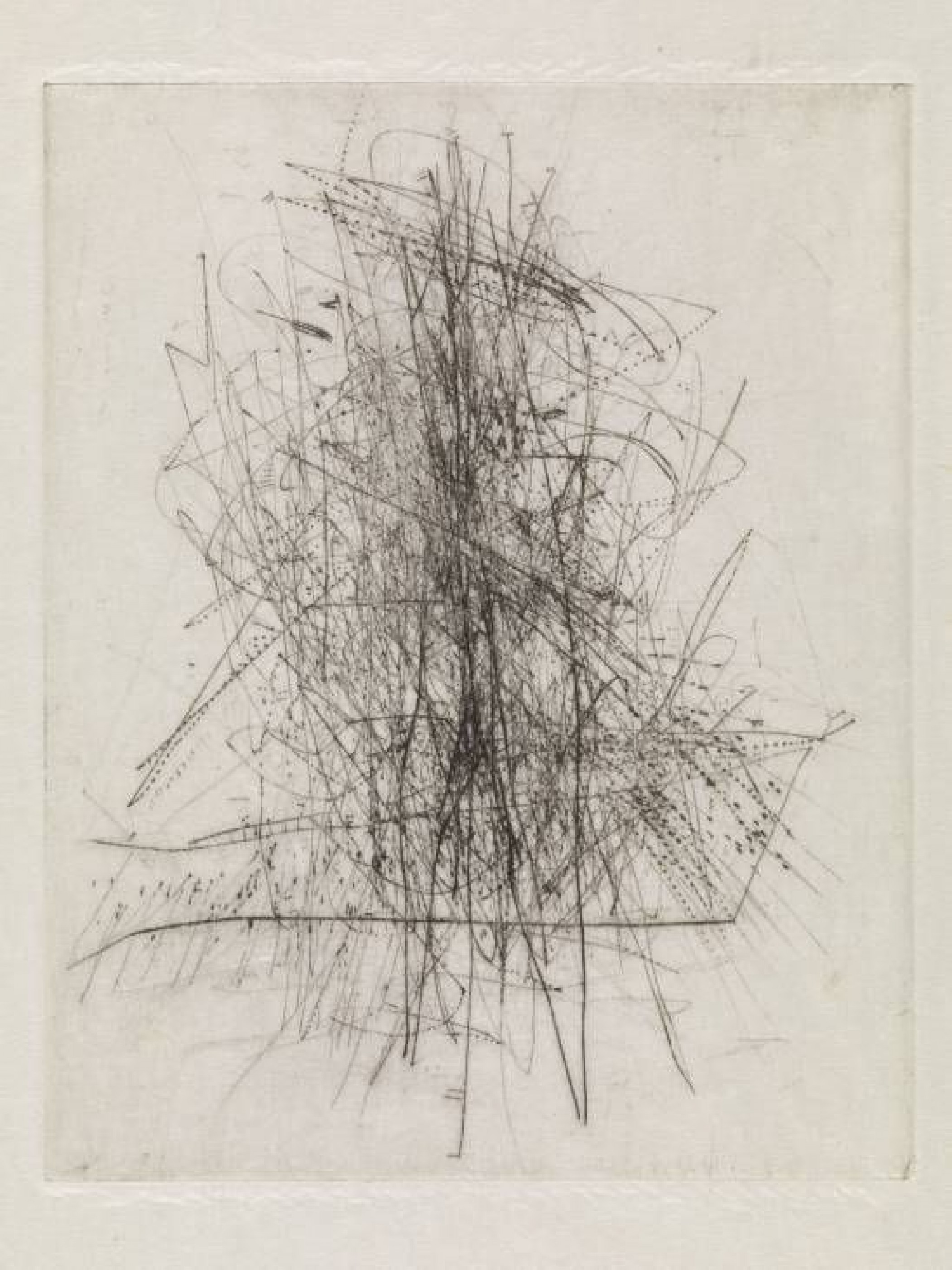 <p>Wols, <em>Große Tache I</em> (1949). Wols was one of the most influential artists of the Tachisme movement, which formed in postwar France, and which favored intuition, gestural abstraction and the absence of premeditated structure.</p>