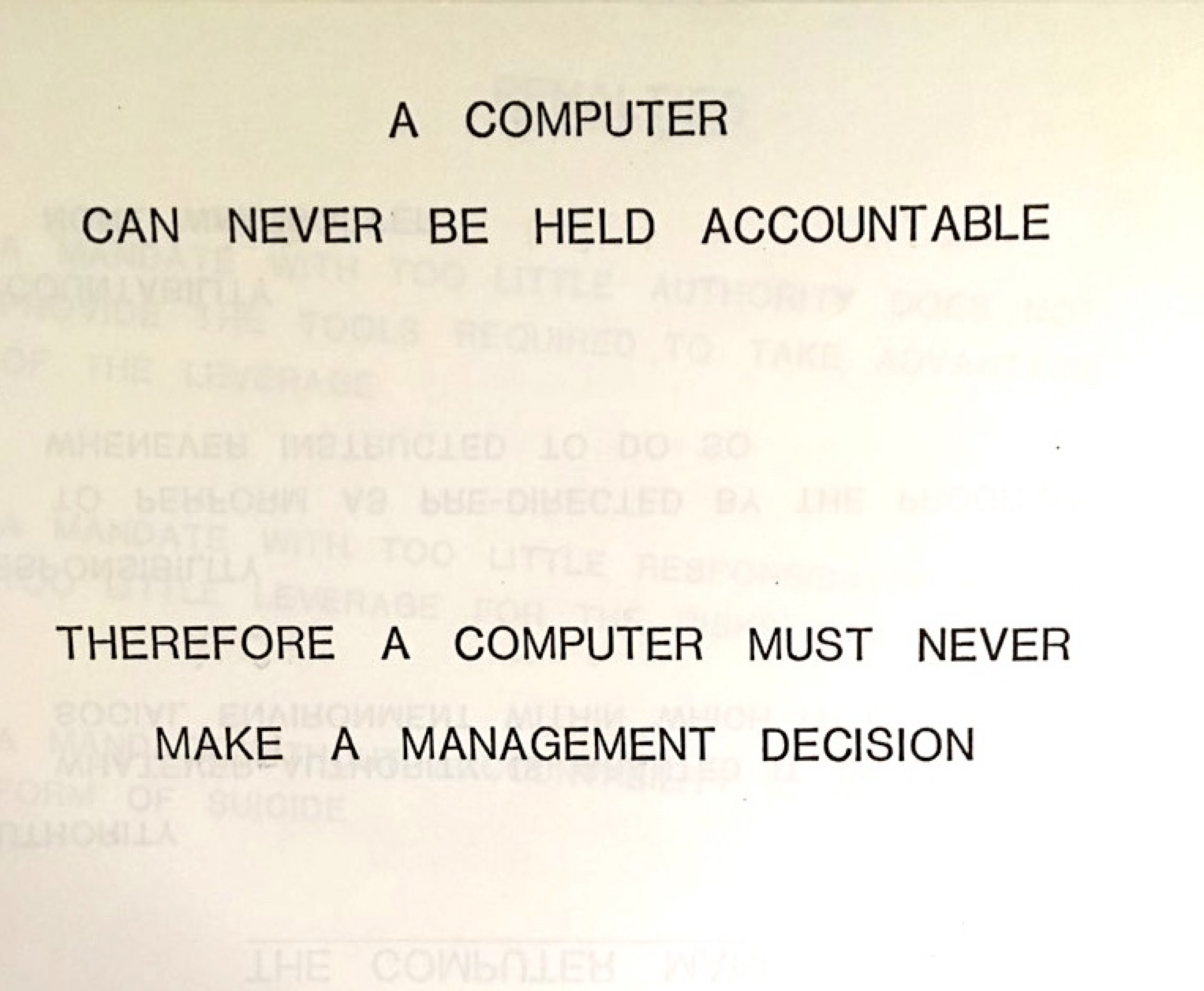 Fig.2: Internal IBM Document from a 1979’s presentation. Source: https://twitter.com/bumblebike/status/832394003492564993?s=20