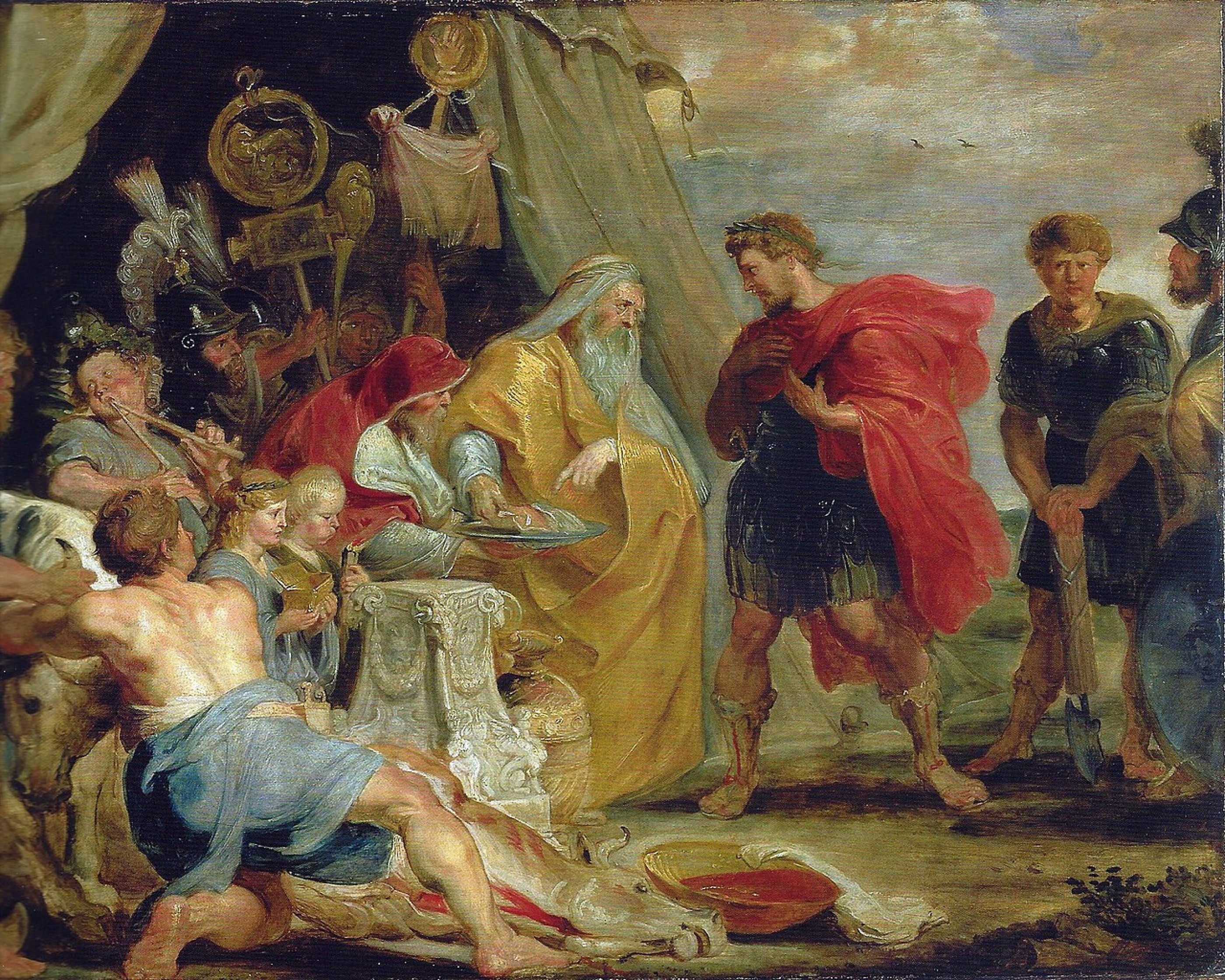 Fig.1: Decius Mus consulting the Haruspices (1617) by Peter Paul Rubins