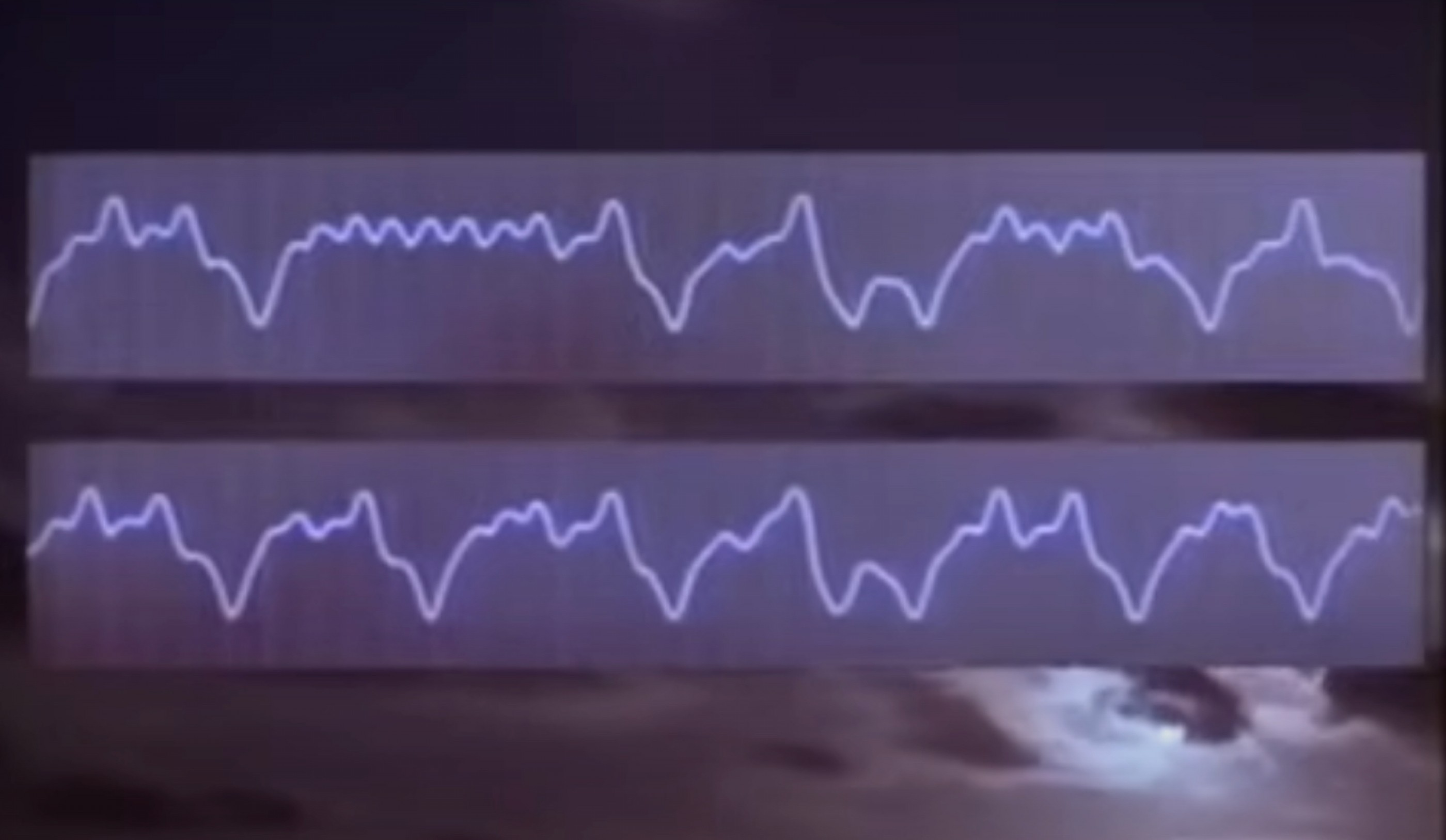 <p>Experiments from Edward Lorenz, the founder of modern chaos theory, who recorded multiple weather simulation runs that never matched up completely. The experiments, later formulated into the “butterfly effect”, showed that even the smallest variations of the initial state would lead to a different outcome. Still from: Chris Haws, “Equinox: Chaos” [video], YouTube (televised by Channel 4, November 12, 1988, uploaded January 19, 2017), <a href="http://www.youtube.com/watch?v=lnkovGeASzE">www.youtube.com/watch?v=lnkovGeASzE</a>. </p>